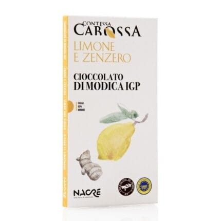 Sycylijska czekolada Modica IGP  z cytryną i imbirem - Cioccolato di Modica  Limone e Zenzero - Nacre, Sycylia