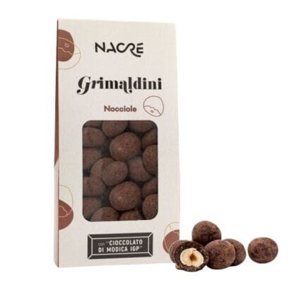 Czekoladki Grimaldini z orzechami laskowymi i czekoladą Modica IGP, 100 g - Nacre, Sycylia    