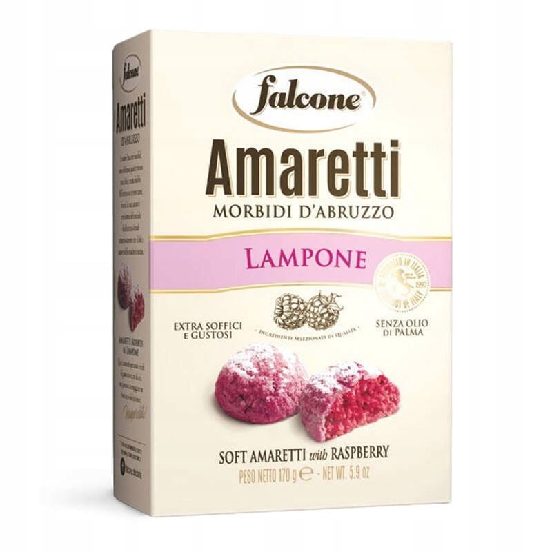 Włoskie ciasteczka amaretti morbidi malinowe 170g  - Falcone 