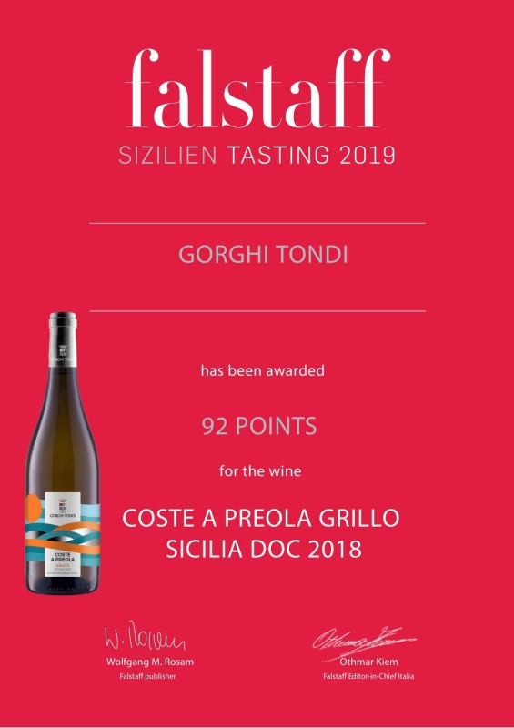 Coste a Preola Grillo DOC BIO Gorghi Tondi - wino białe wytrawne