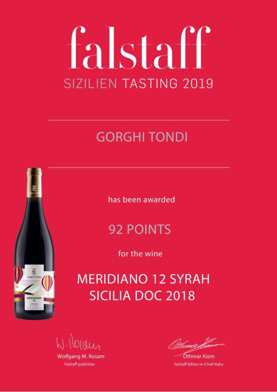 Meridiano 12 - Syrah Sicilia DOC BIO Gorghi Tondi- wino czerwone wytrawne