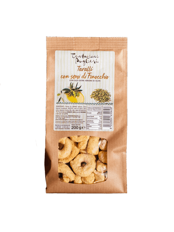 Precelki Taralli Finocchio z koprem włoskim 200 g - Tentazioni Pugliesi, Apulia 