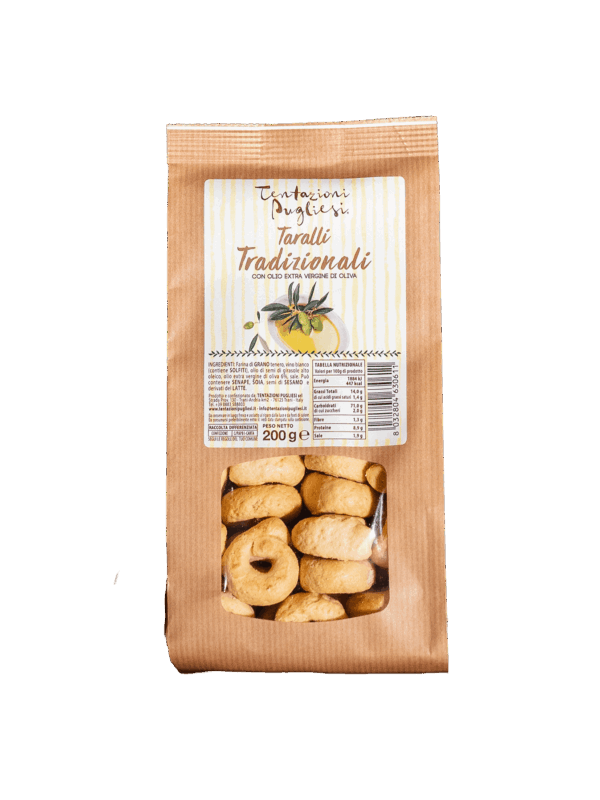 Precelki Taralli tradycyjne z oliwą 200 g - Tentazioni Pugliesi, Apulia 