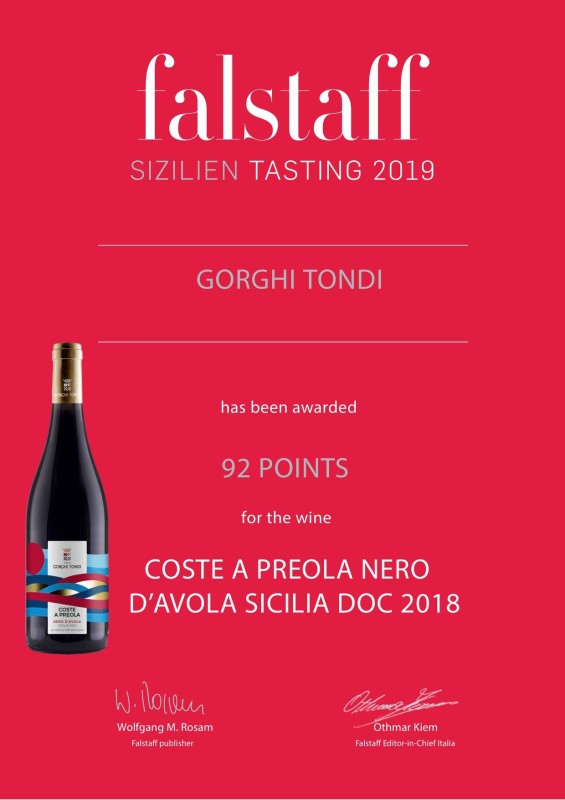 Coste a Preola Nero d'Avola DOC BIO- wino czerwone wytrawne
