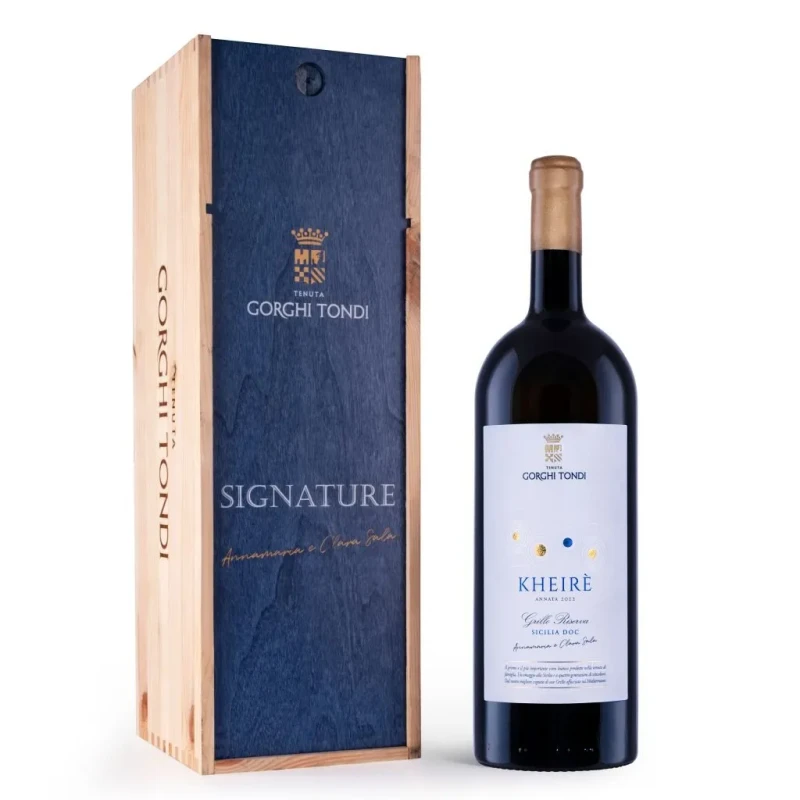 Wino białe wytrawne Premium Kheirè Grillo DOC BIO Magnum, 1500 ml - Gorghi Tondi, Sycylia 
