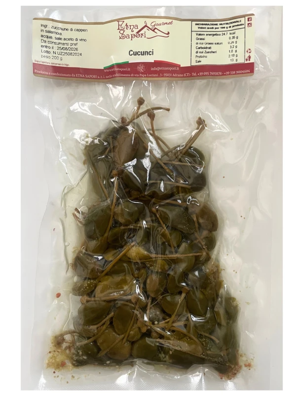 Sycylijskie owoce kaparów z zalewie Cucunci in Salamoia 200 g - Etna Sapori, Sycylia 