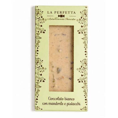 Piemoncka biała czekolada z pistacjami i migdałami "La Perfetta" 85g - Antica Torroneria Piemontese, Piemont